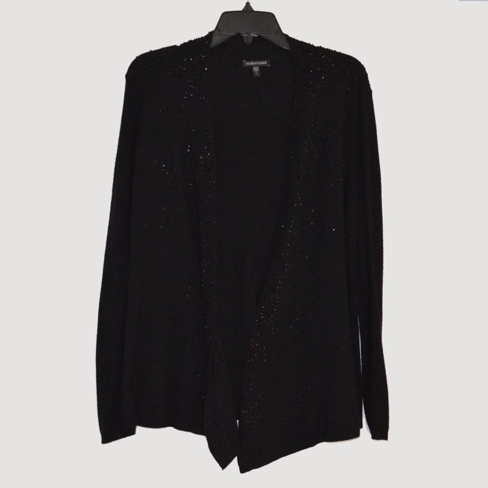 Eileen Fisher beaded 100% merino wool cardigan